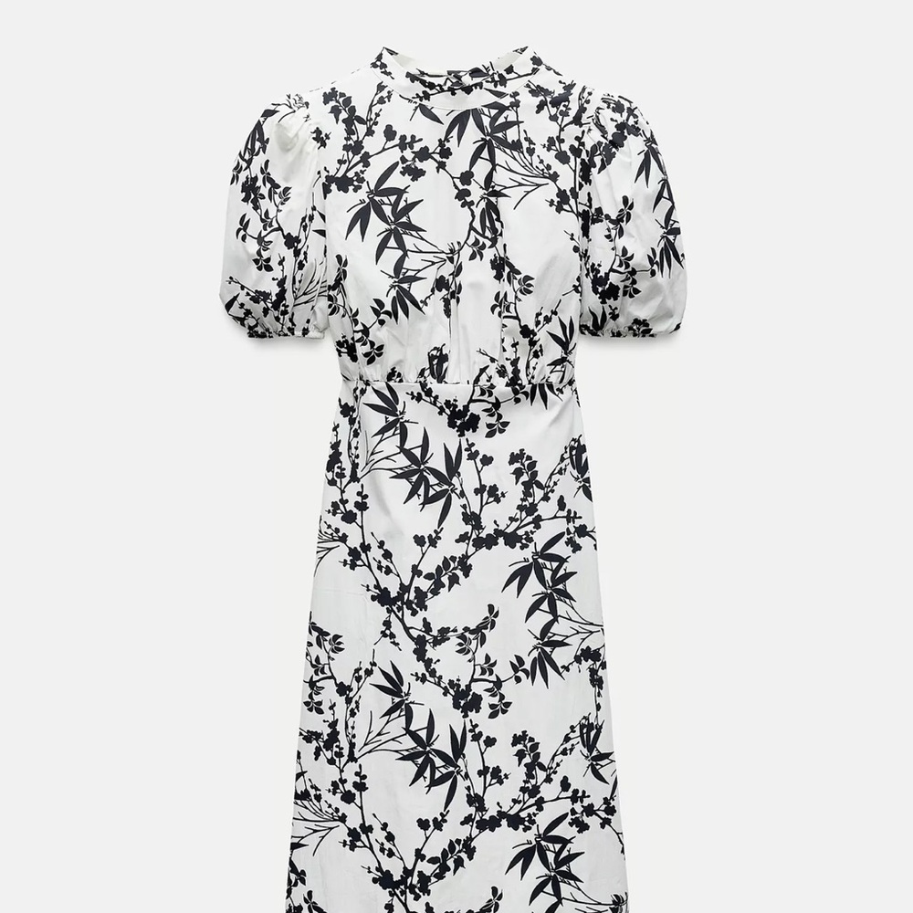 Floral Black and White Dress